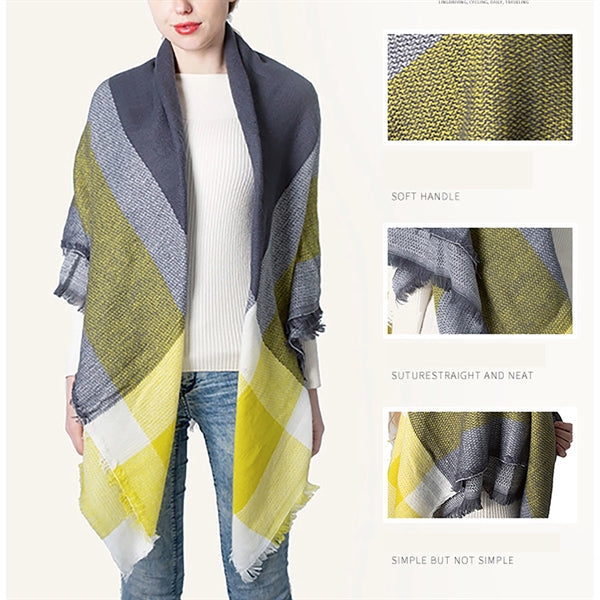 Cashmere Large Plaid Square Scarf Shawl