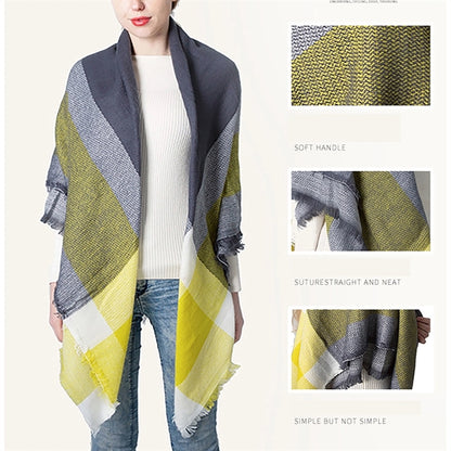 Cashmere Large Plaid Square Scarf Shawl