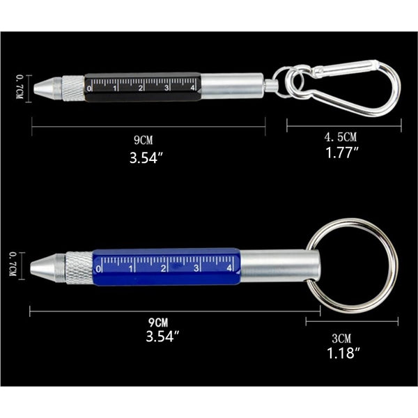 Multitool Tech Tool Pen Key Ring Screwdriver Ruler Carabiner