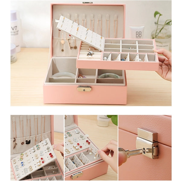 2 Layer Women Jewelry Box Organizer