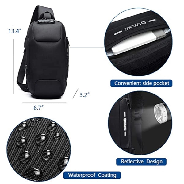 Anti Theft Sling Bag with USB Charging Port