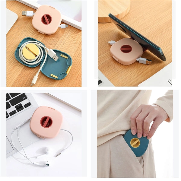 Portable Rotatable Cable Organizer with Phone Stand