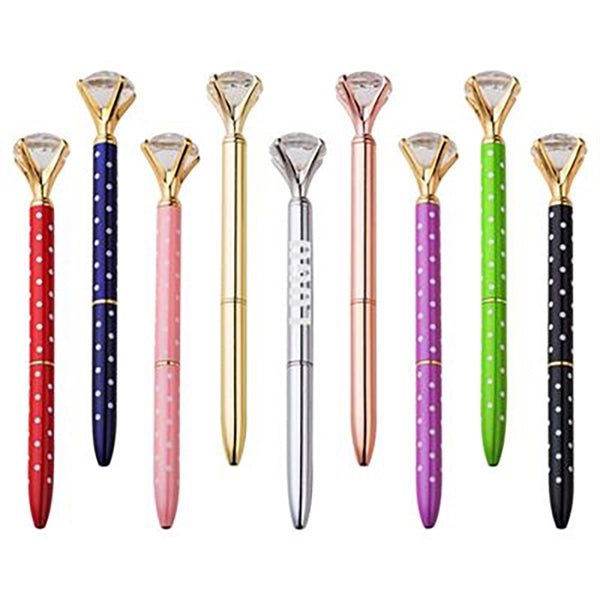 Diamond Crystal Bling Metal Ballpoint Pen Polka Dots
