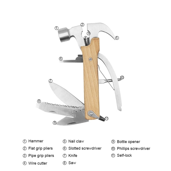 Wooden Handle Multifunctional Claw Hammer