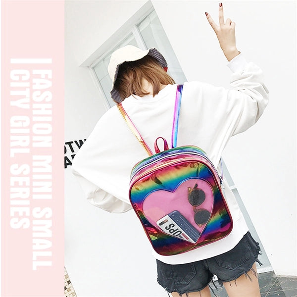Holographic Laser Leather Backpack