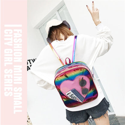 Holographic Laser Leather Backpack