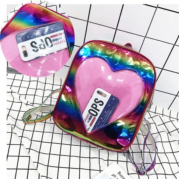 Holographic Laser Leather Backpack