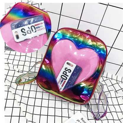 Holographic Laser Leather Backpack