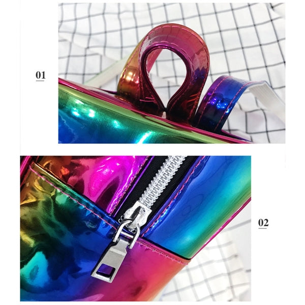 Holographic Laser Leather Backpack