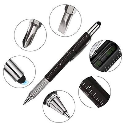 6 in 1 Multitool Ballpoint Pens Ruler Levelgauge Stylus