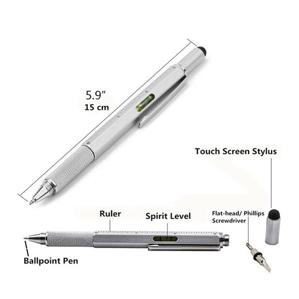 6 in 1 Multitool Ballpoint Pens Ruler Levelgauge Stylus