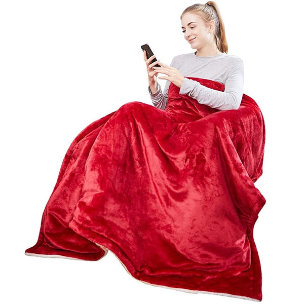 Heated Blanket Electric Throw Red 50" x 60" Fast Heating