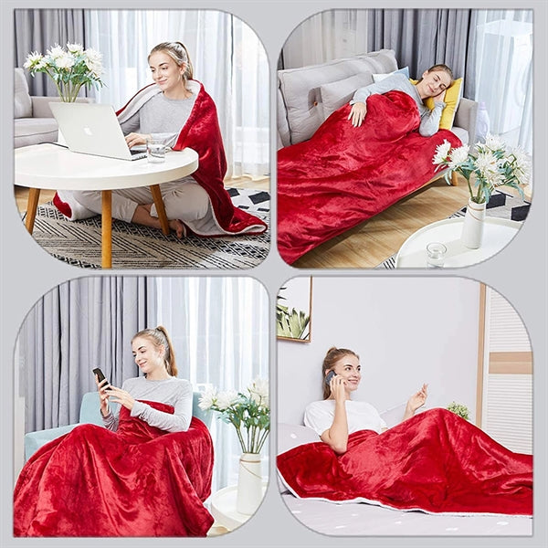 Heated Blanket Electric Throw Red 50" x 60" Fast Heating