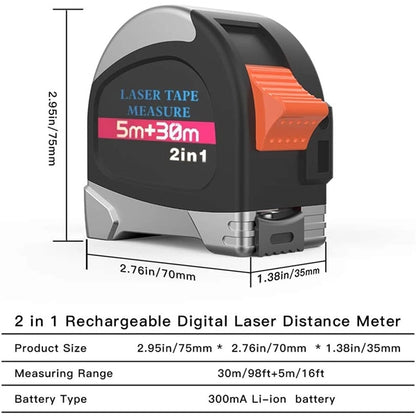 2-in-1 LCD Digital Display tape measure