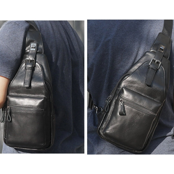 Leather Sling Bag Daypack Backpack