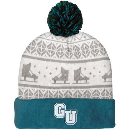 Knit Beanie with Pom and Cuff (Embroidery Logo)