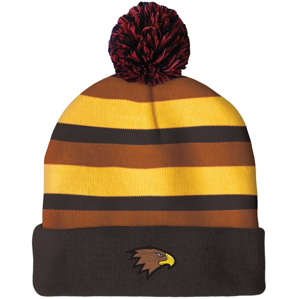 Knit Beanie with Pom and Cuff (Embroidery Logo)