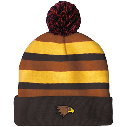 Knit Beanie with Pom and Cuff (Embroidery Logo)