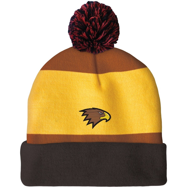 Knit Beanie with Pom and Cuff (Embroidery Logo)