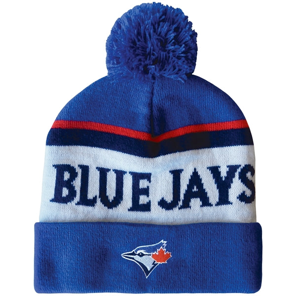 Knit Beanie with Pom and Cuff (Woven Logo)
