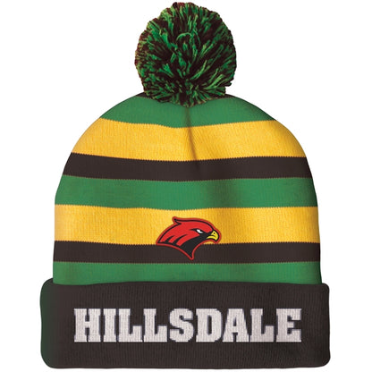 Knit Beanie with Pom and Cuff (Woven Logo)