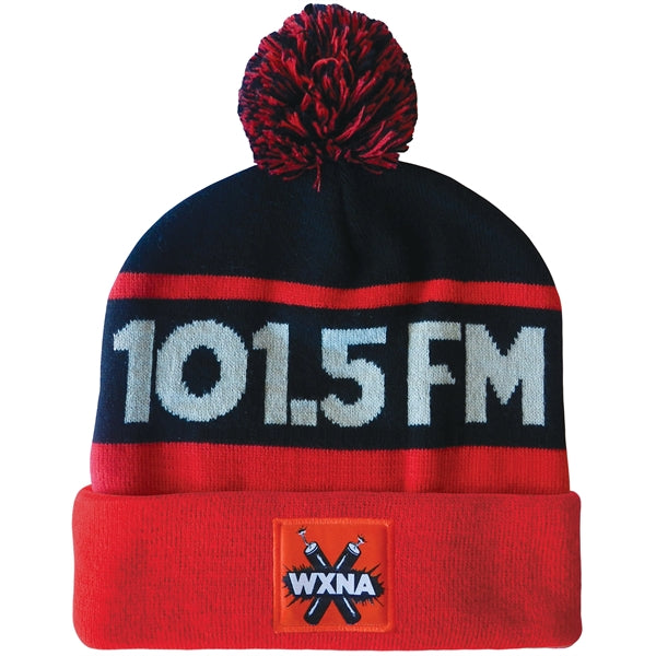 Knit Beanie with Pom and Cuff (Printed Logo)