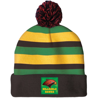 Knit Beanie with Pom and Cuff (Printed Logo)