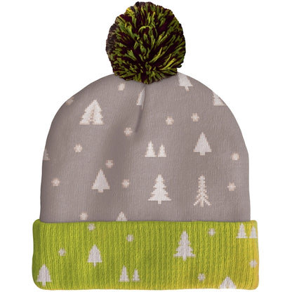 Knit Beanie with Pom and Ribbed Cuff (Embroidery Logo)