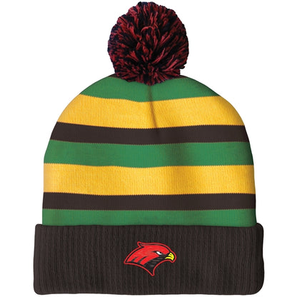 Knit Beanie with Pom and Ribbed Cuff (Embroidery Logo)