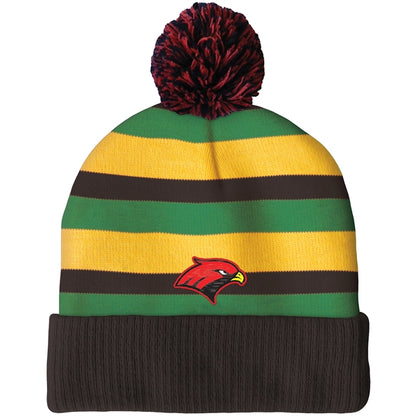 Knit Beanie with Pom and Ribbed Cuff (Embroidery Logo)