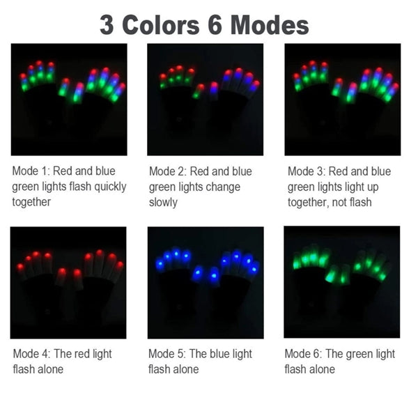 LED Finger Light Up Gloves