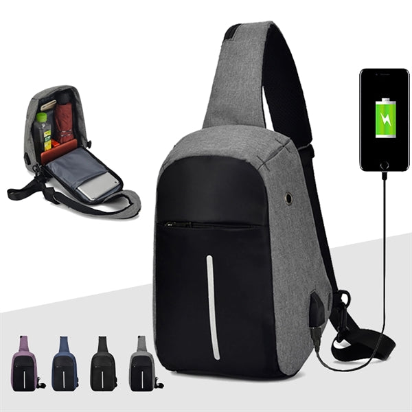 USB Charging Crossbody Sling Backpack