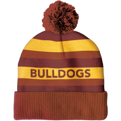 Knit Beanie with Pom and Ribbed Cuff (No Logo)