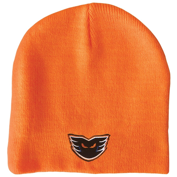 Knit Beanie with No Pom and No Cuff (Woven Logo)