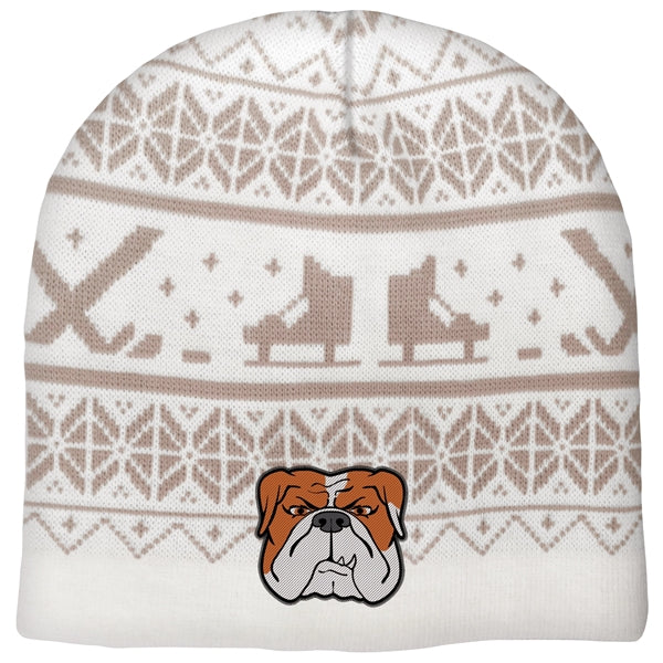 Knit Beanie with No Pom and No Cuff (Woven Logo)