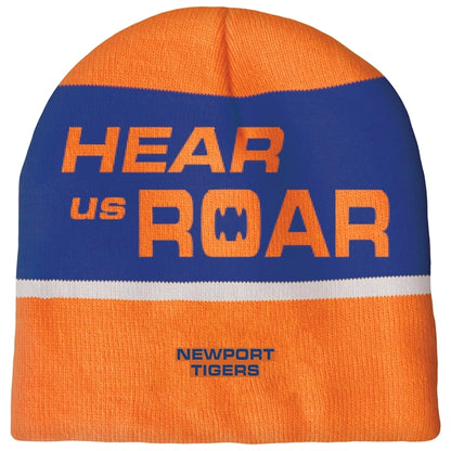 Knit Beanie with No Pom and No Cuff (Woven Logo)