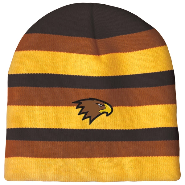 Knit Beanie with No Pom and No Cuff (Woven Logo)