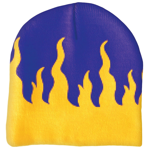 Knit Beanie with No Pom and No Cuff (Printed Logo)