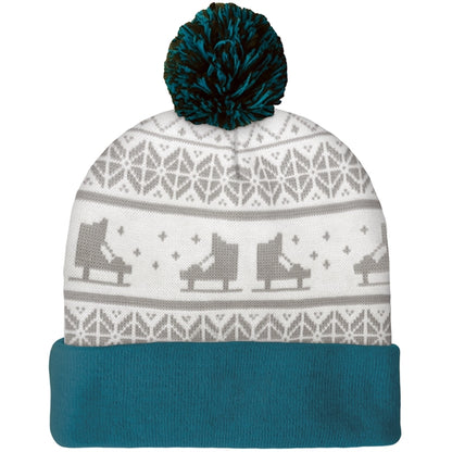 Knit Beanie with Pom and Cuff (No Logo)