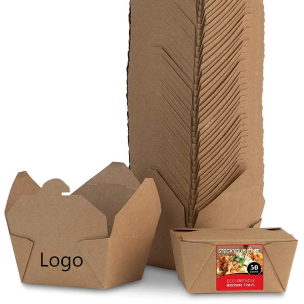 Microwaveable Kraft Brown Takeout Boxes, Eco-Friendly.
