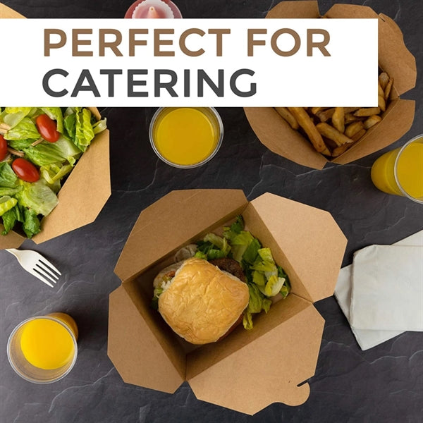 Microwaveable Kraft Brown Takeout Boxes, Eco-Friendly.