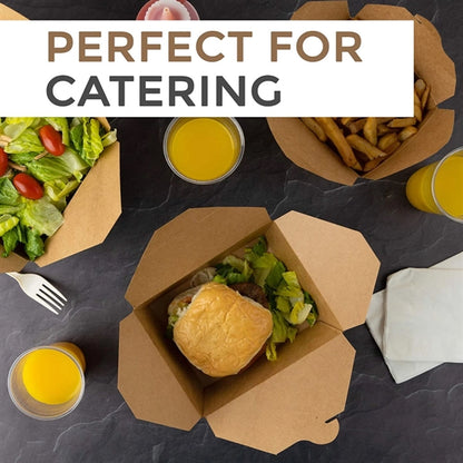 Microwaveable Kraft Brown Takeout Boxes, Eco-Friendly.