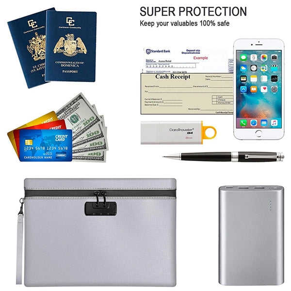 Custom Waterproof and Fireproof Document Bag with Combinatio