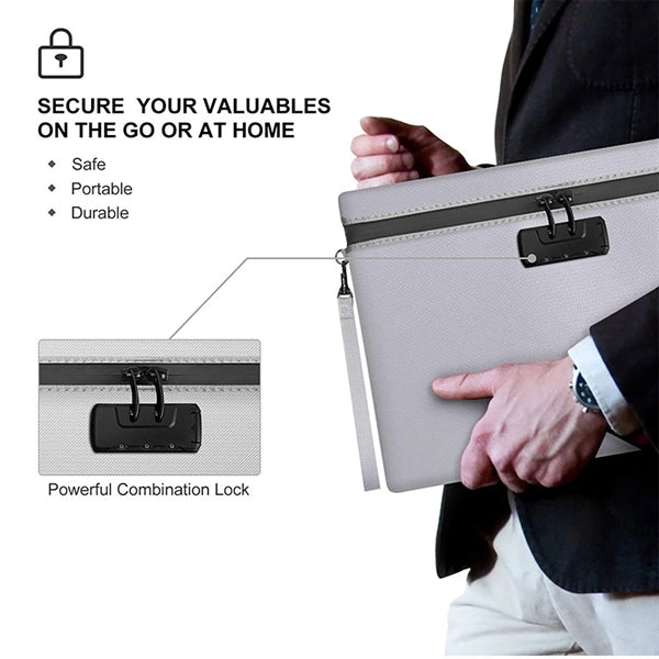 Custom Waterproof and Fireproof Document Bag with Combinatio