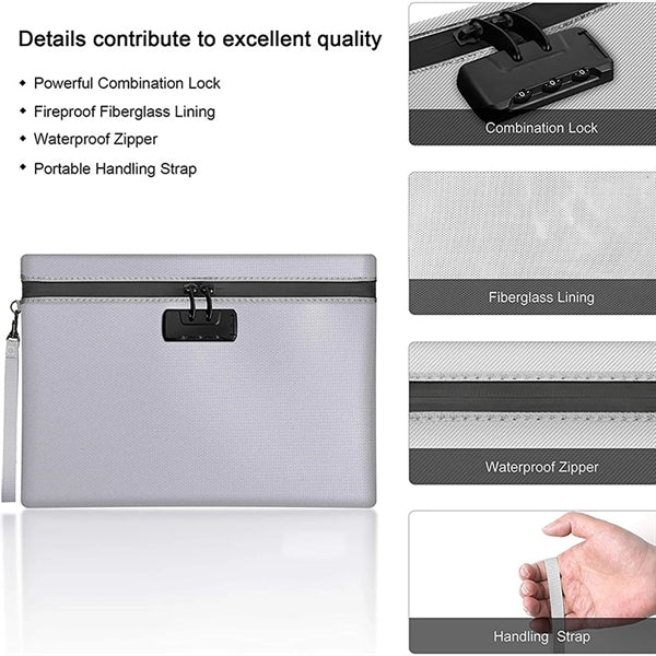 Custom Waterproof and Fireproof Document Bag with Combinatio