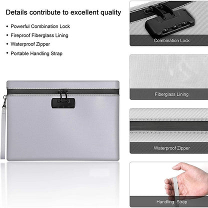 Custom Waterproof and Fireproof Document Bag with Combinatio