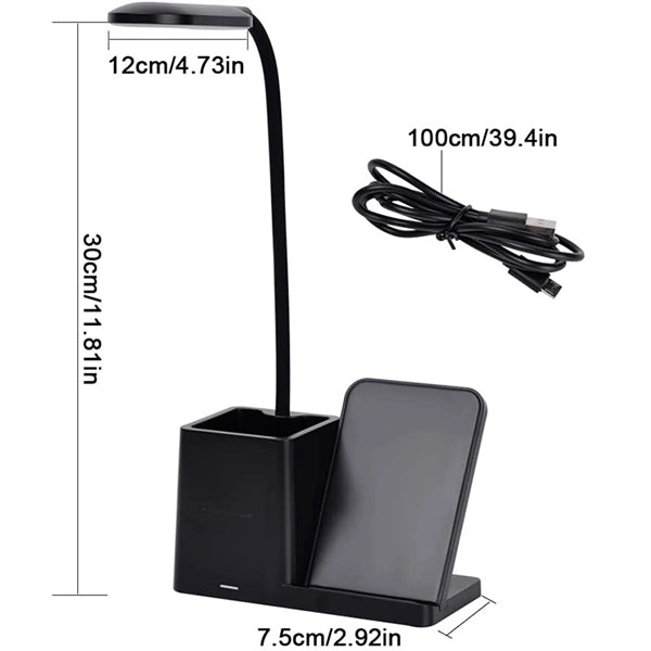 Wireless Charger Lamp with Pen Holder