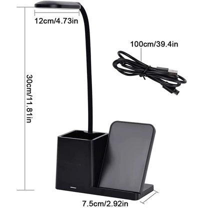 Wireless Charger Lamp with Pen Holder