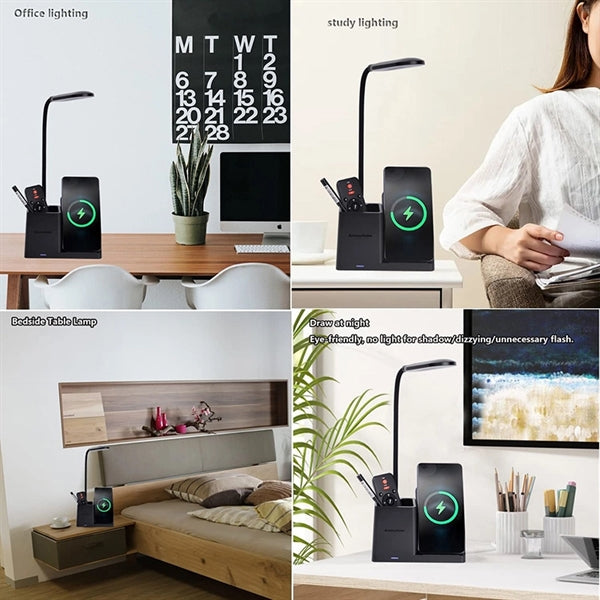Wireless Charger Lamp with Pen Holder