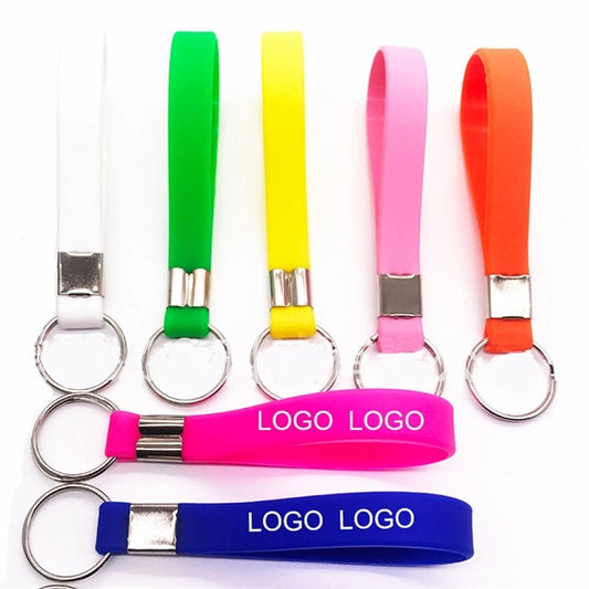 Silicone wristband keychain key tag